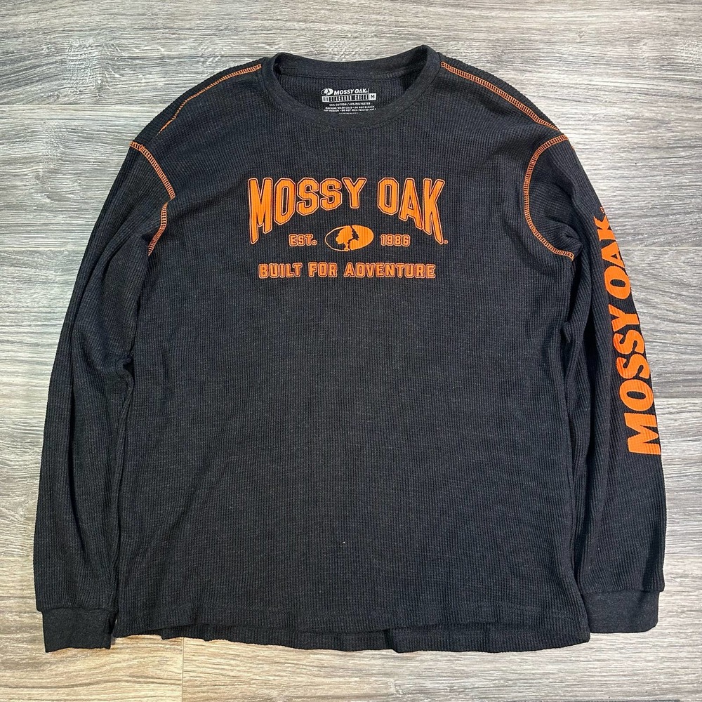 Mossy Oak Long Sleeve Grey Orange Soft Waffle Thermal Size M NWOT